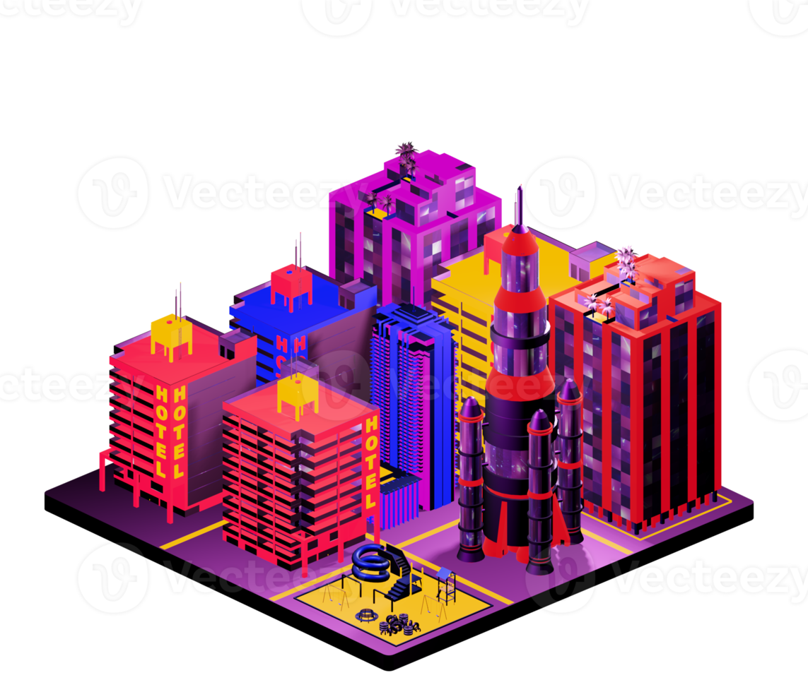 Isometric building arrangement png