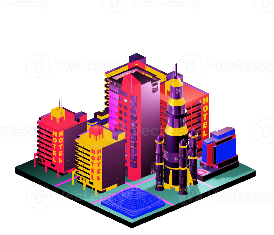 Isometric building arrangement png