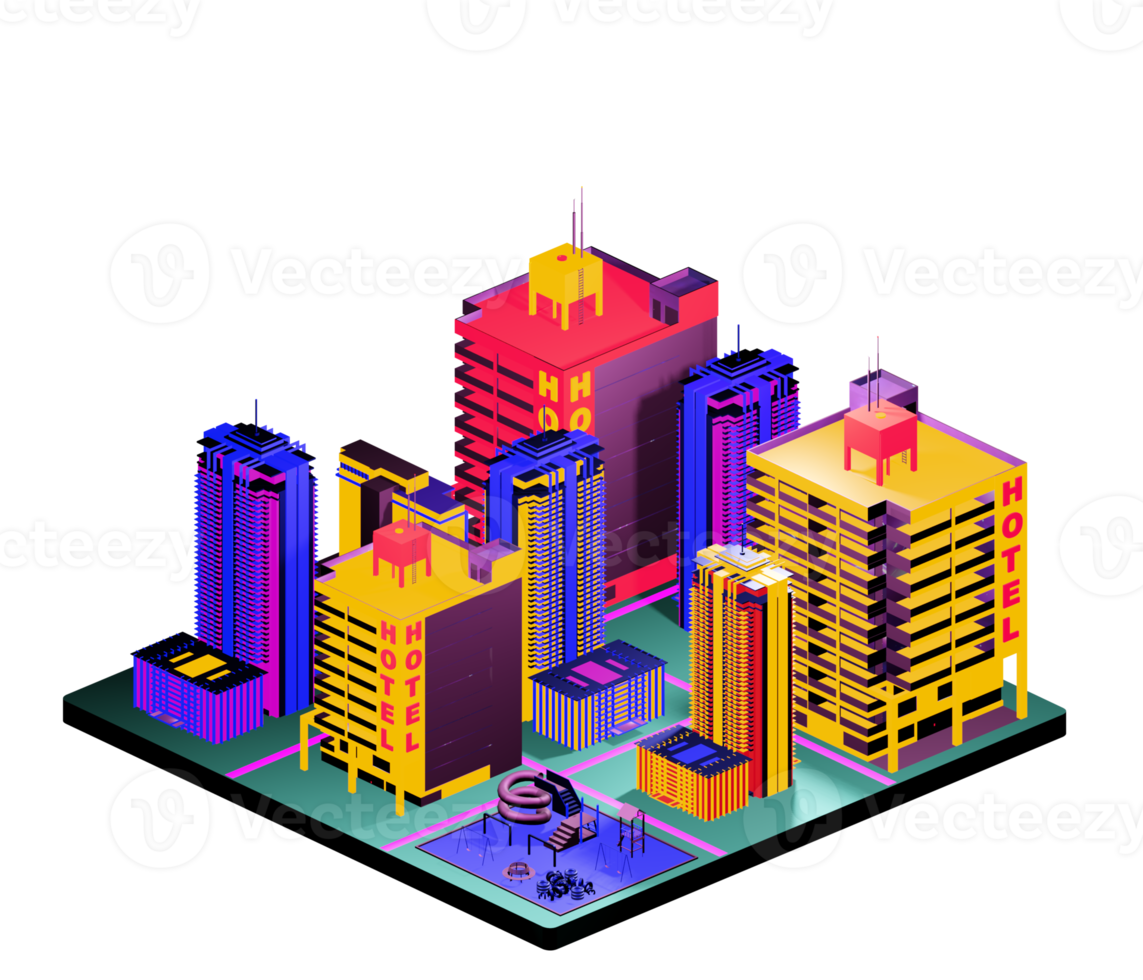 Isometric building arrangement png