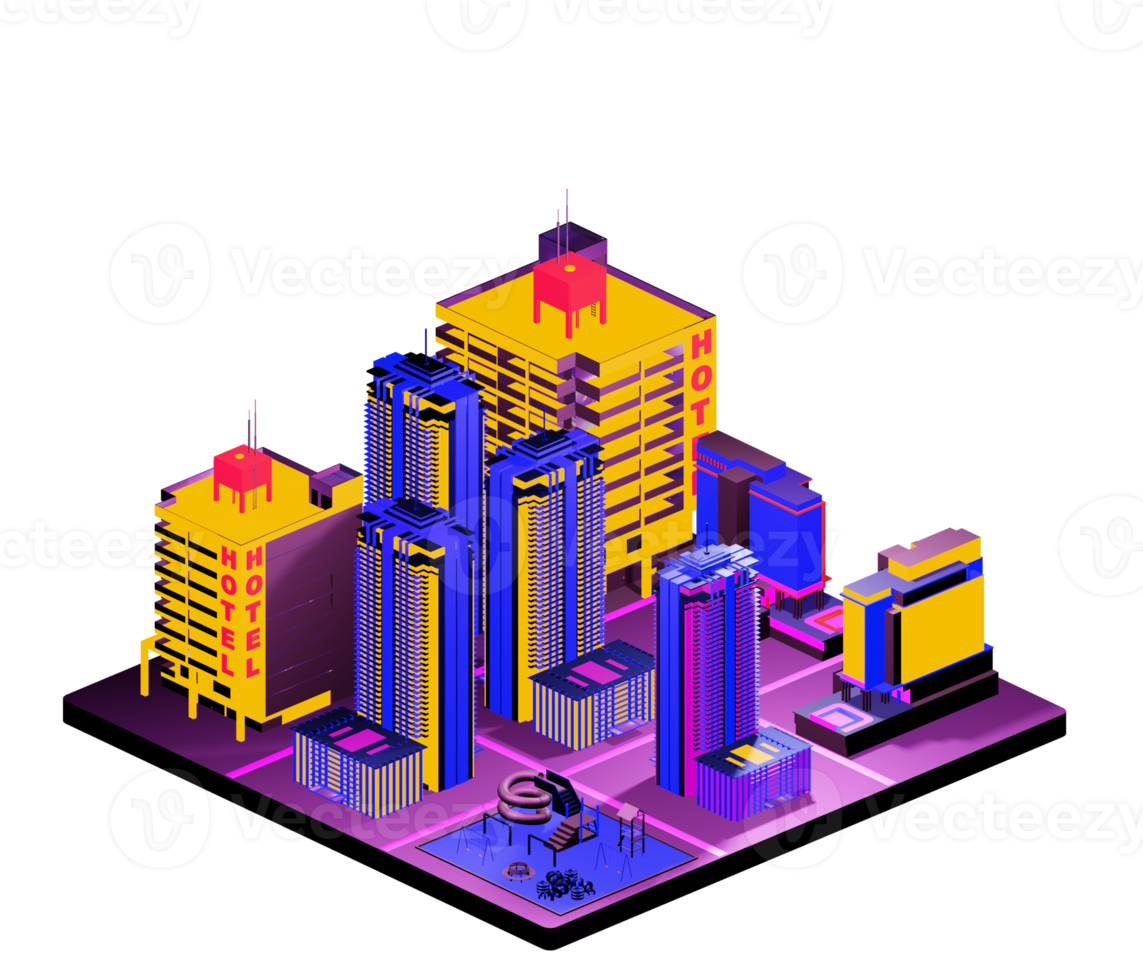 Retro isometric building png