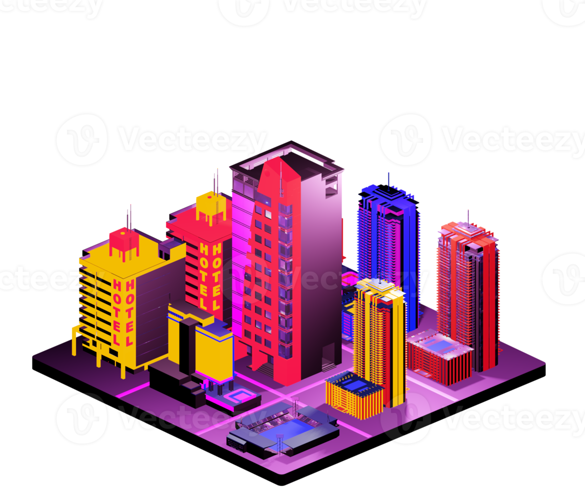 Isometric building in retro style png