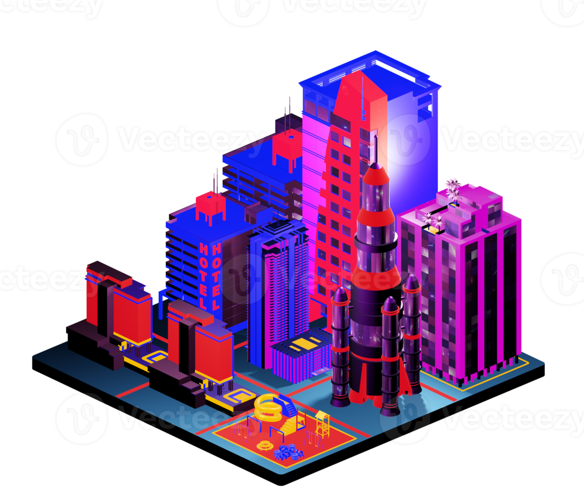 Isometric building arrangement png