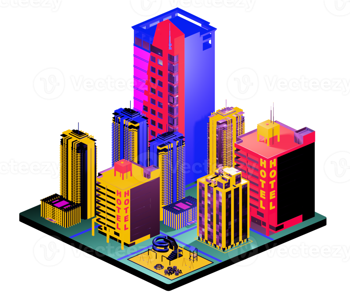 Isometric building arrangement png