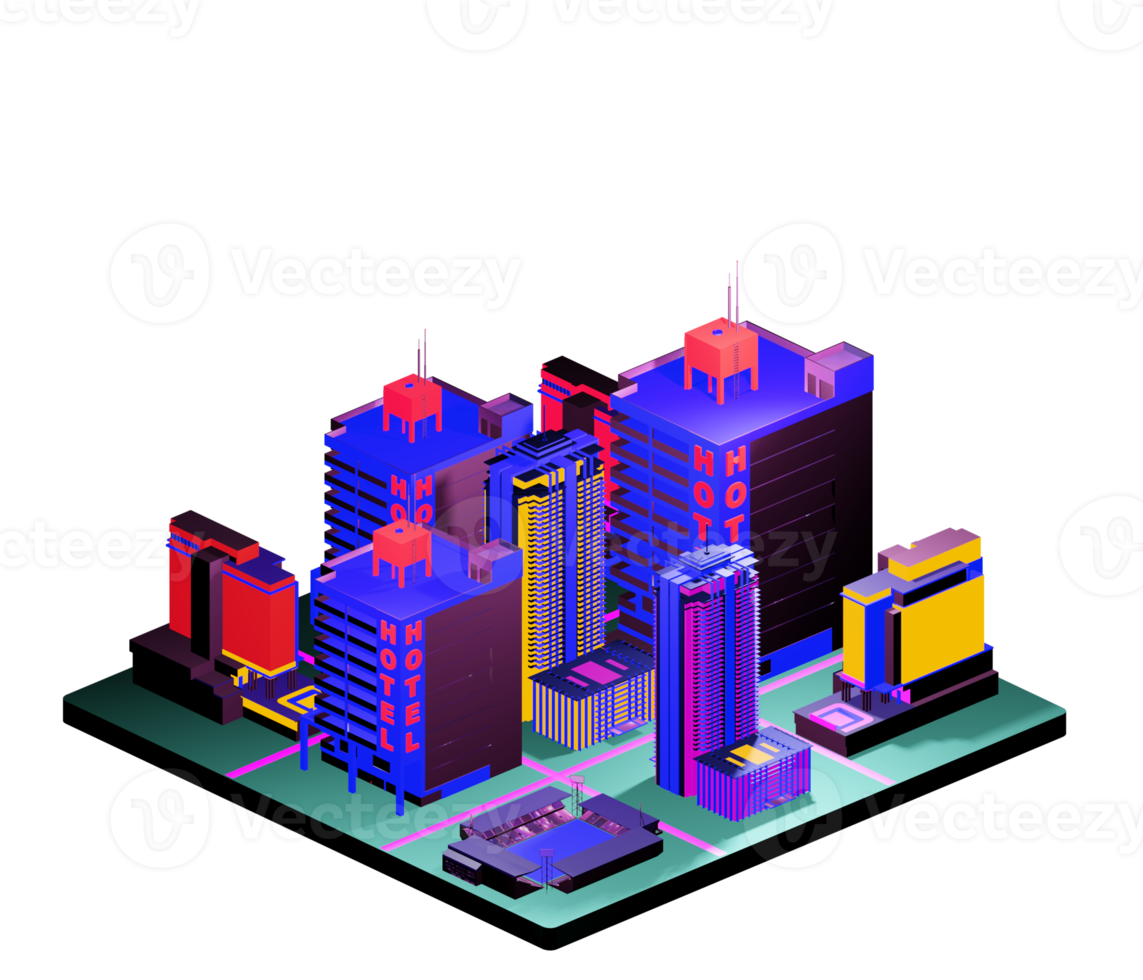 Retro isometric building png