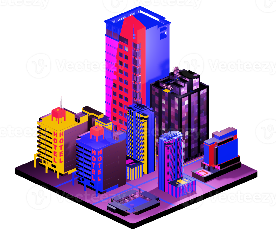 Isometric building arrangement png