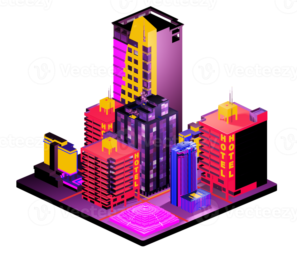 Isometric building in retro style png