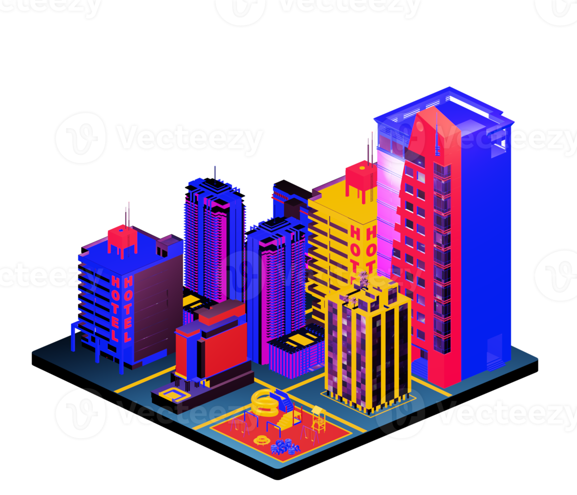 Isometric building arrangement png