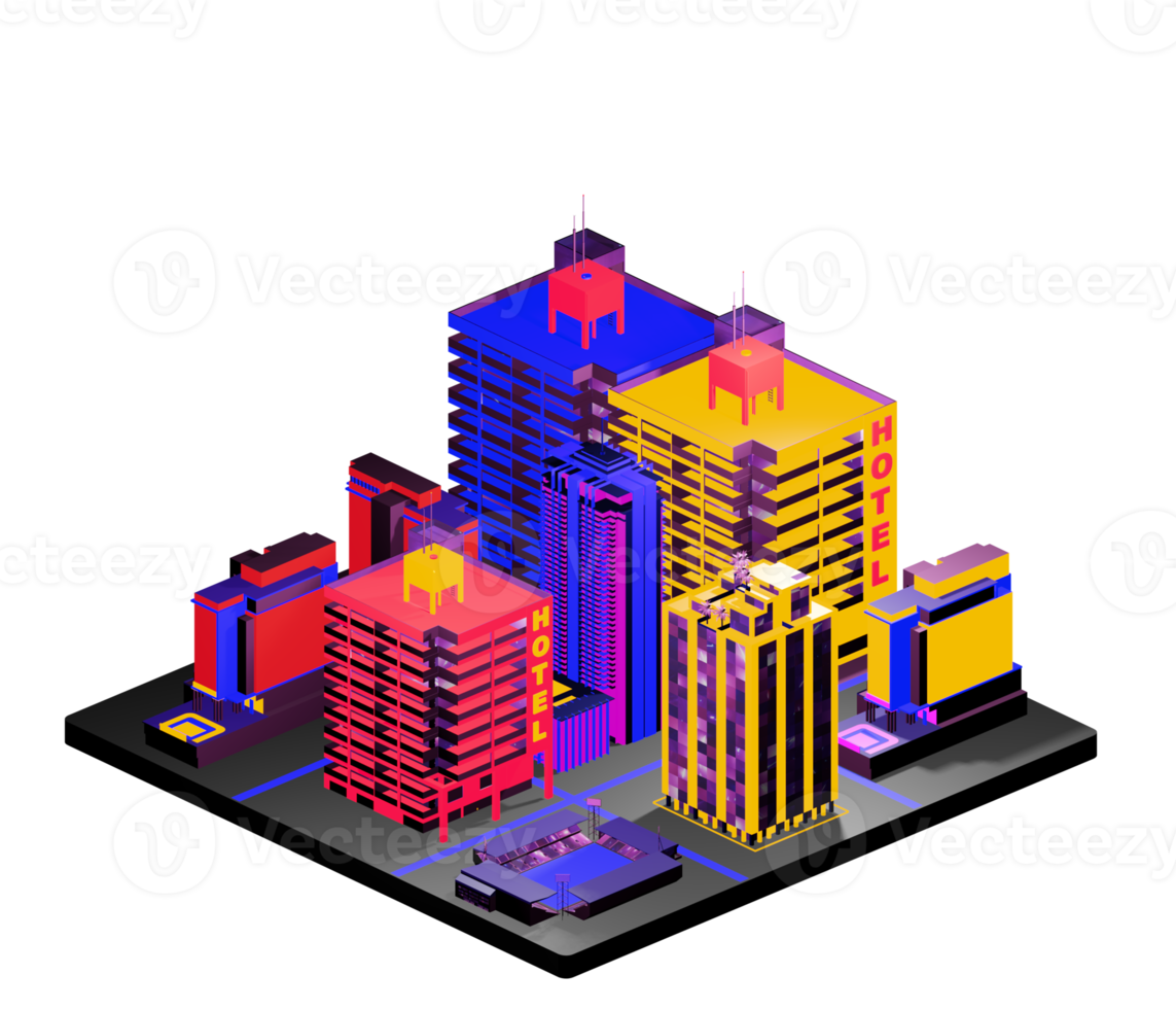 Isometric building arrangement png