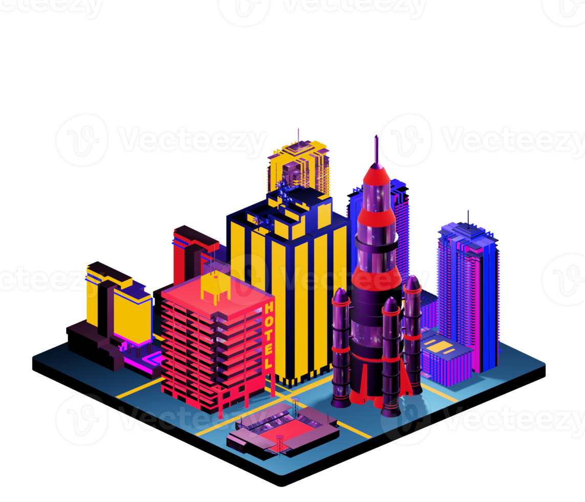 Isometric building arrangement png
