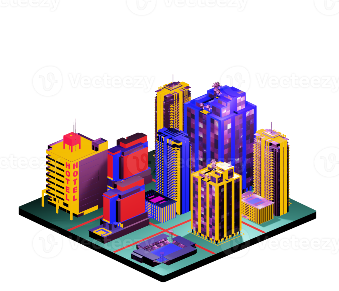 Isometric building arrangement png