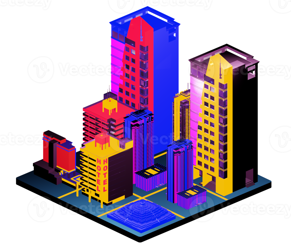 Retro isometric building png
