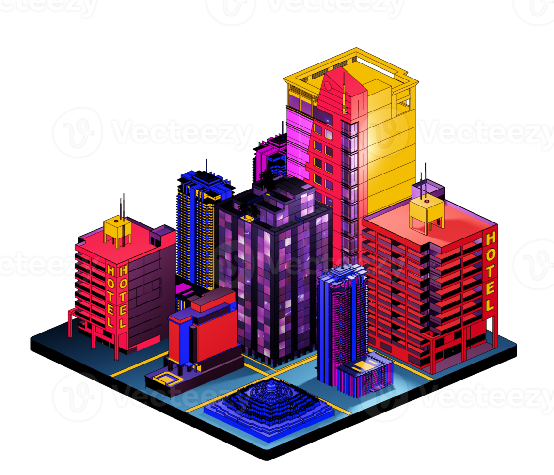 Retro isometric building png