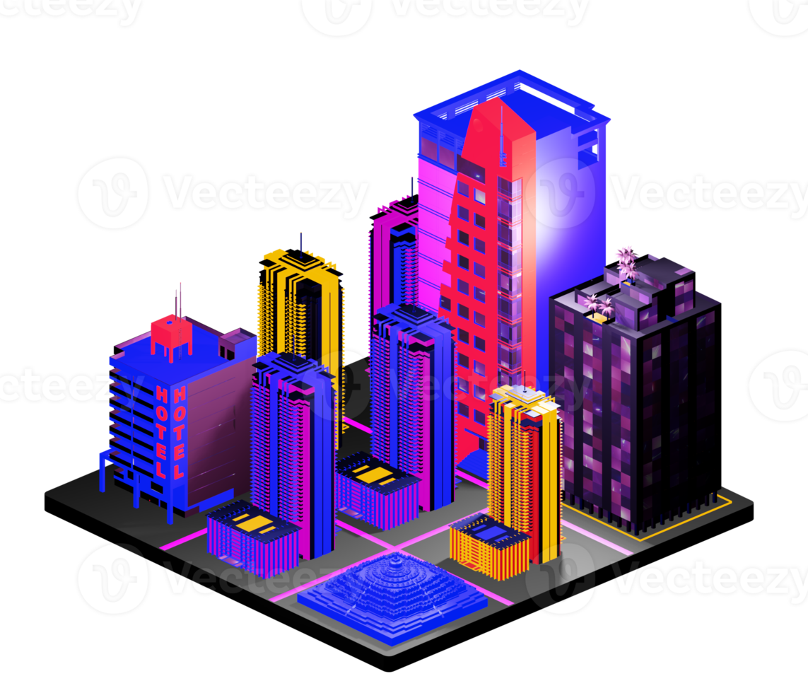 Retro isometric building png