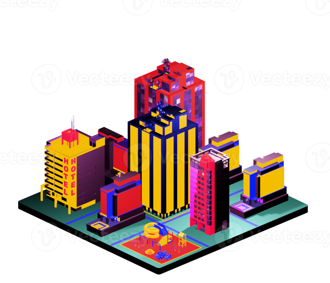 Isometric building arrangement png