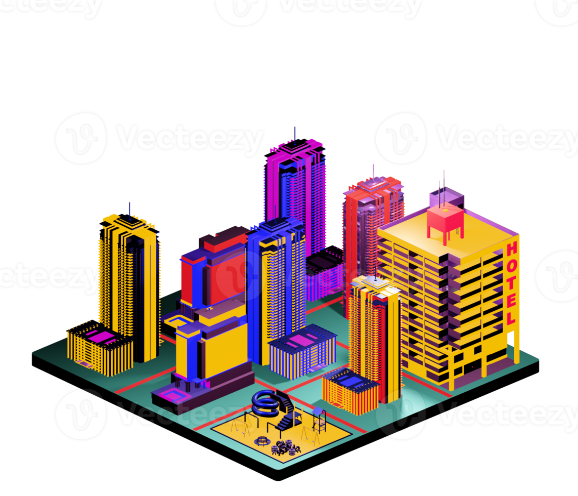 Isometric building arrangement png