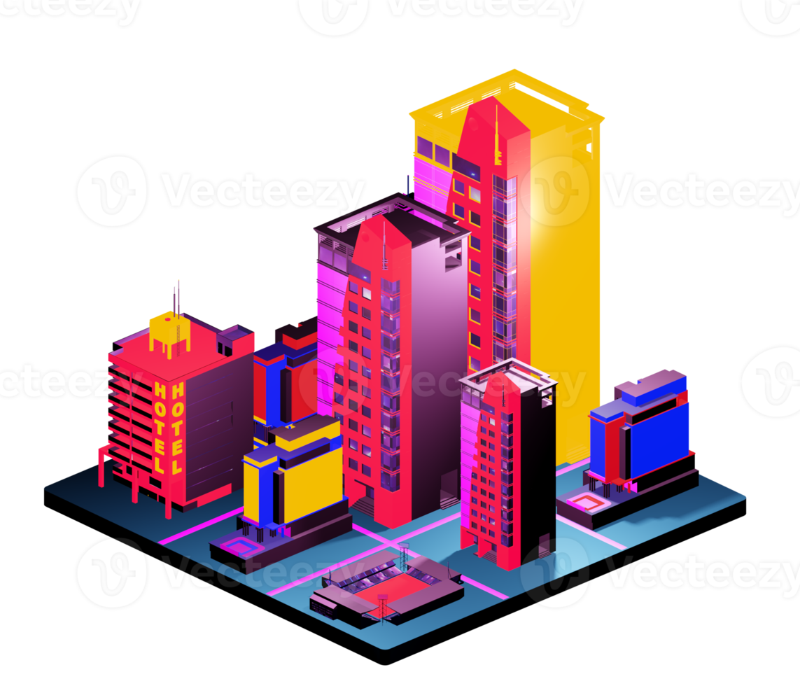 Isometric building arrangement png