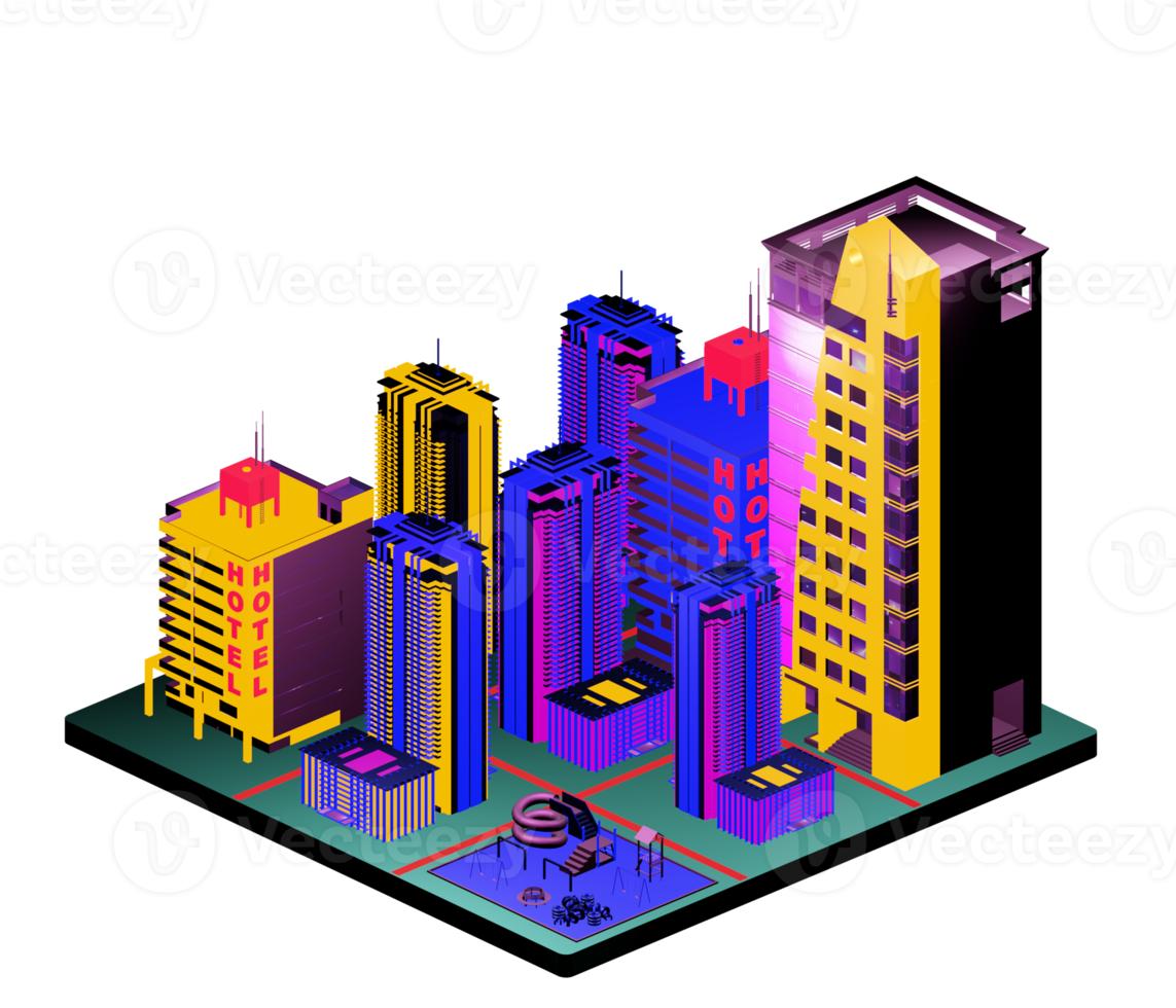 Isometric building arrangement png