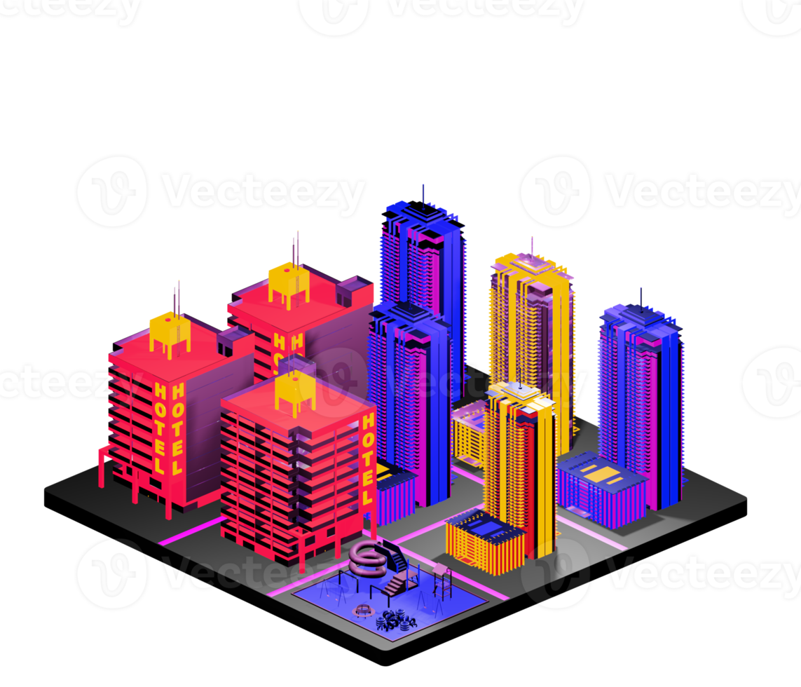 Isometric building arrangement png