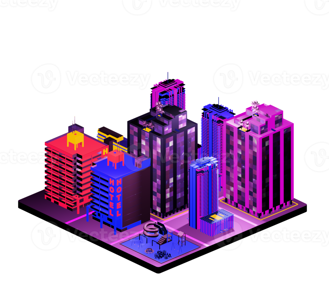 Isometric building arrangement png