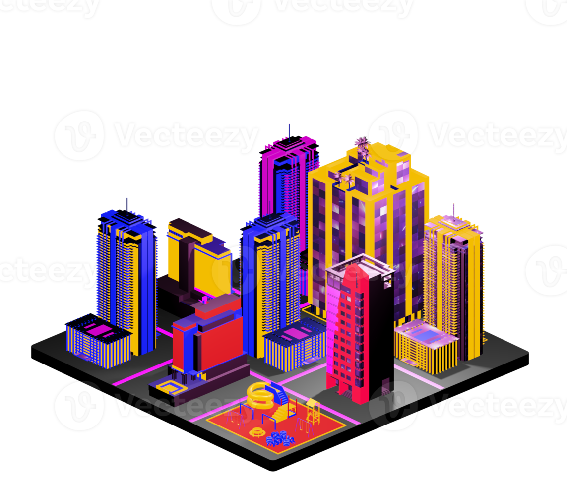 Isometric building arrangement png