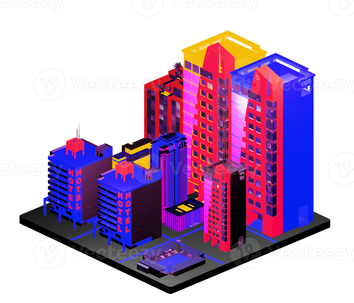 Isometric building in retro style png