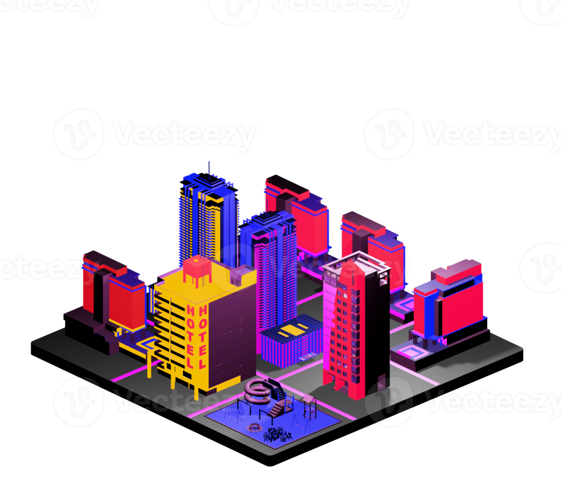 Isometric building arrangement png