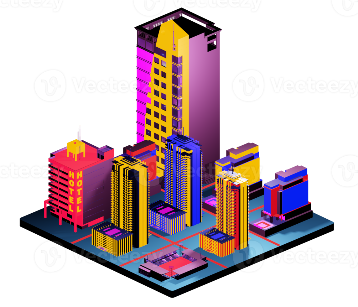 Isometric building arrangement png