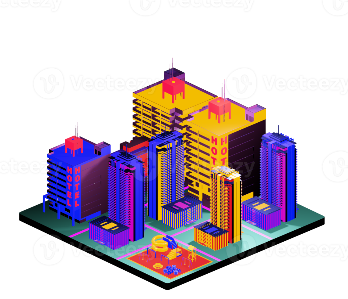 Retro isometric building png