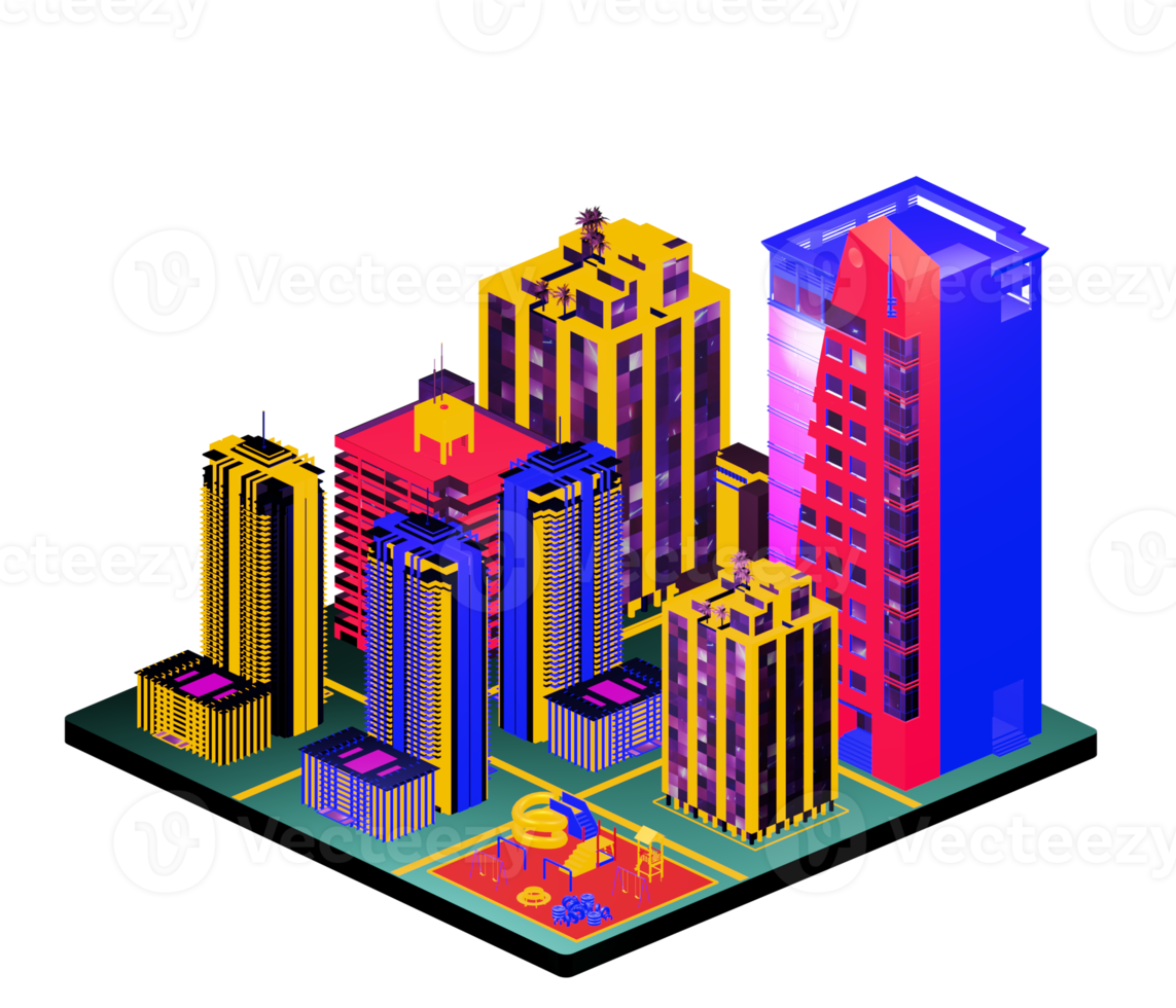 Isometric building in retro style png