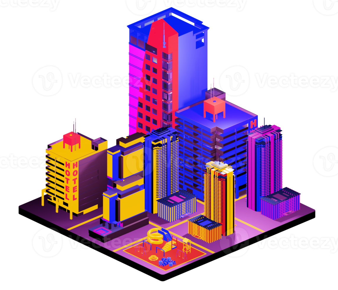 Isometric building in retro style png