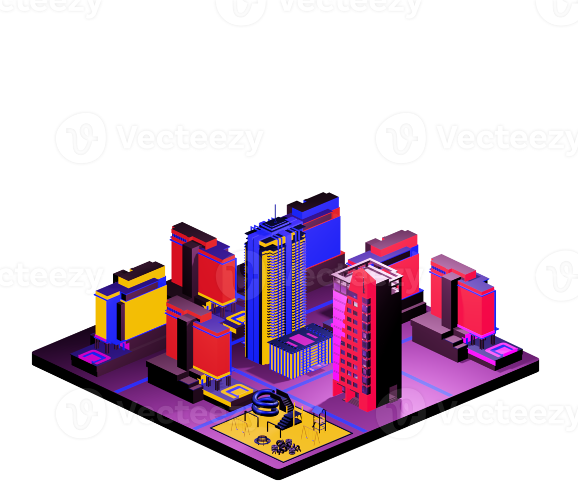 Isometric building arrangement png