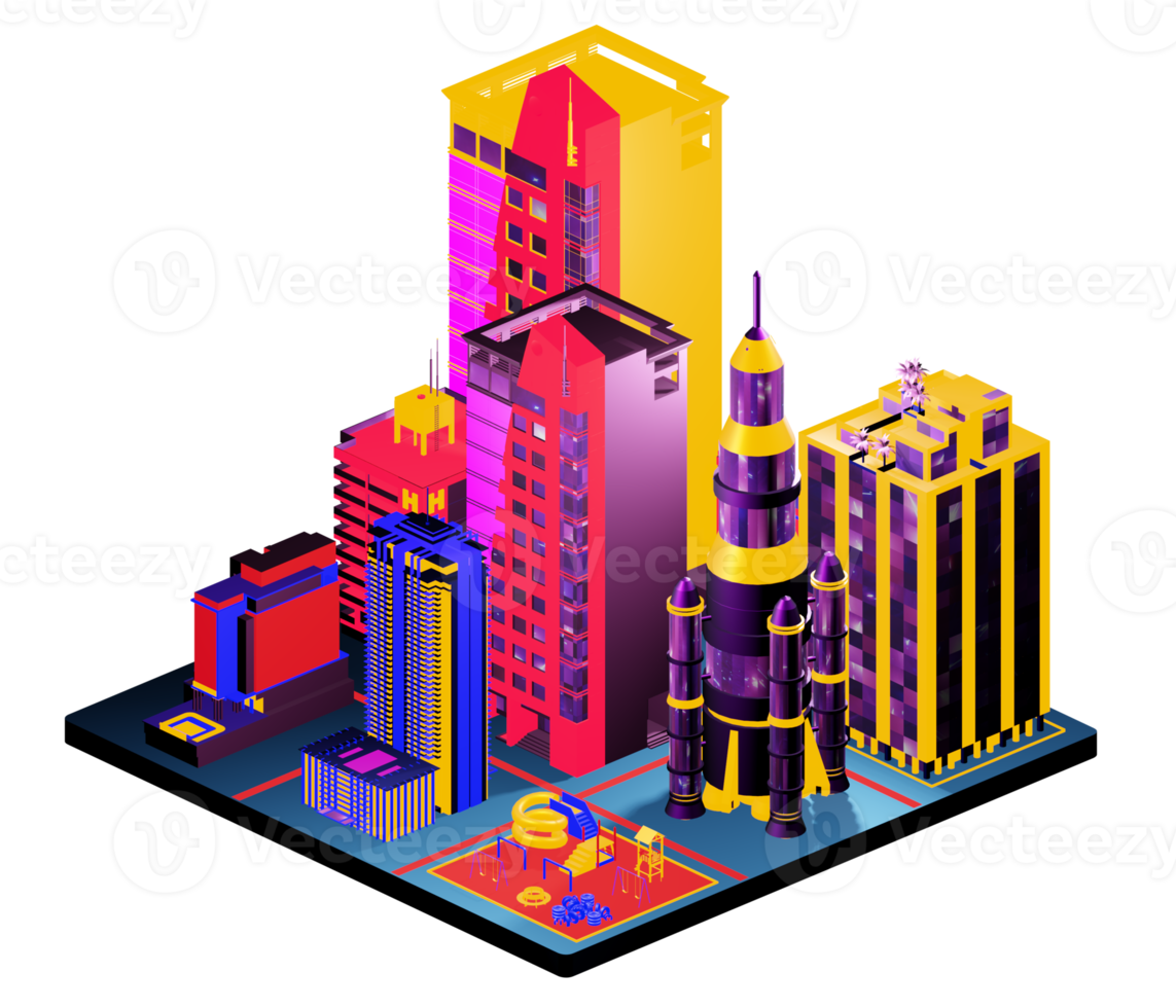 Isometric building arrangement png