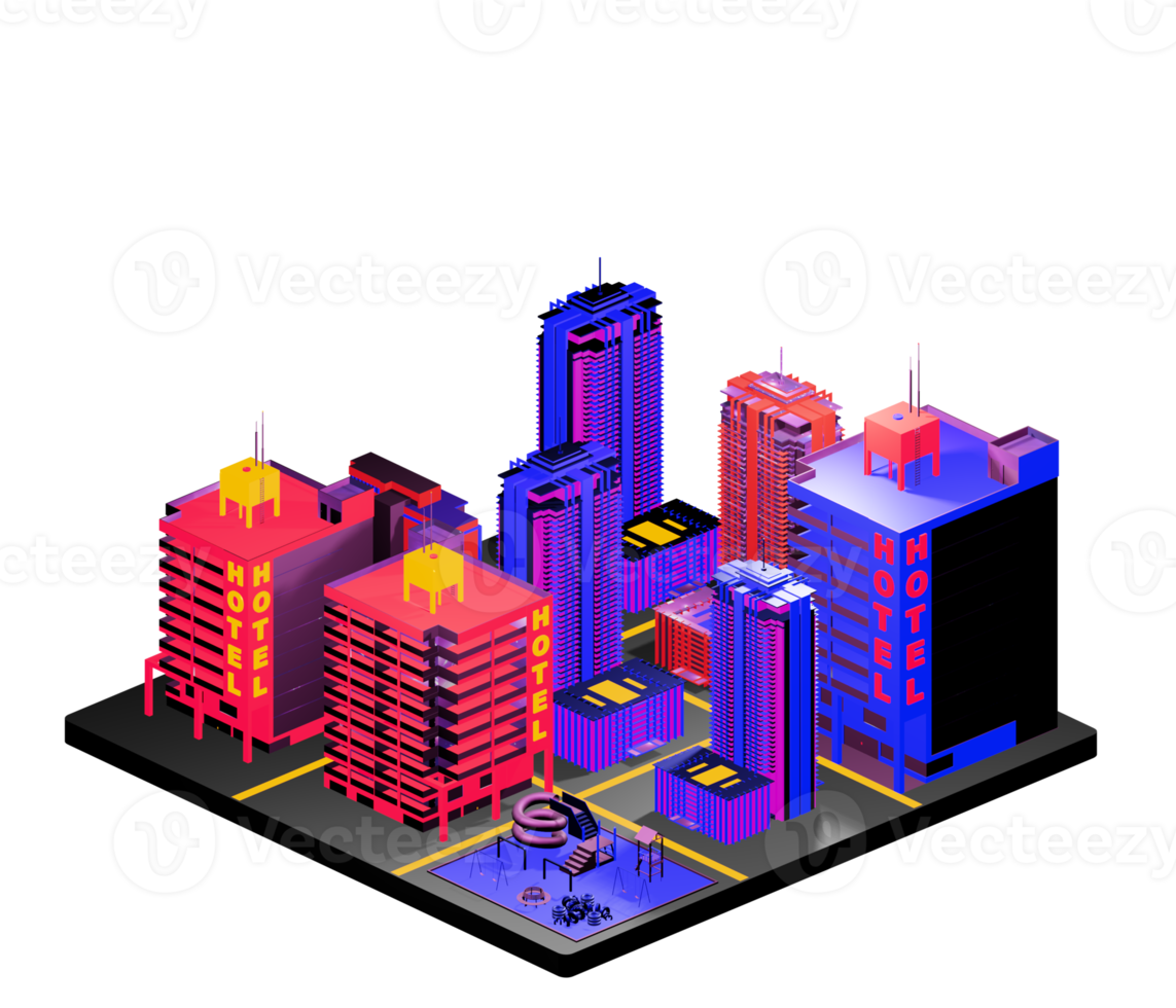 Isometric building arrangement png