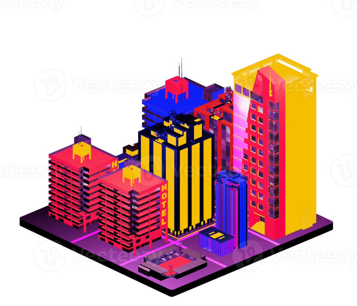 Isometric building arrangement png