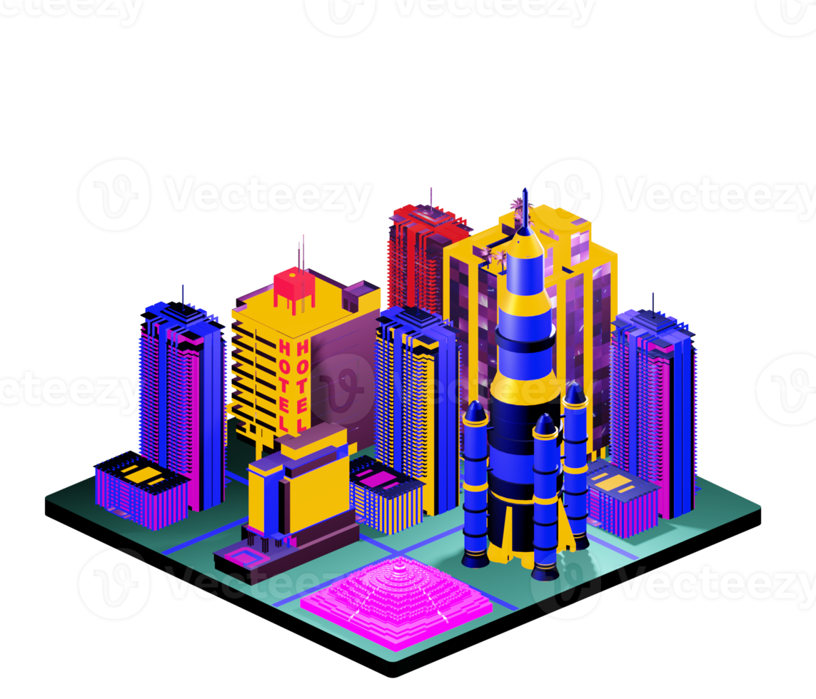 Isometric building in retro style png