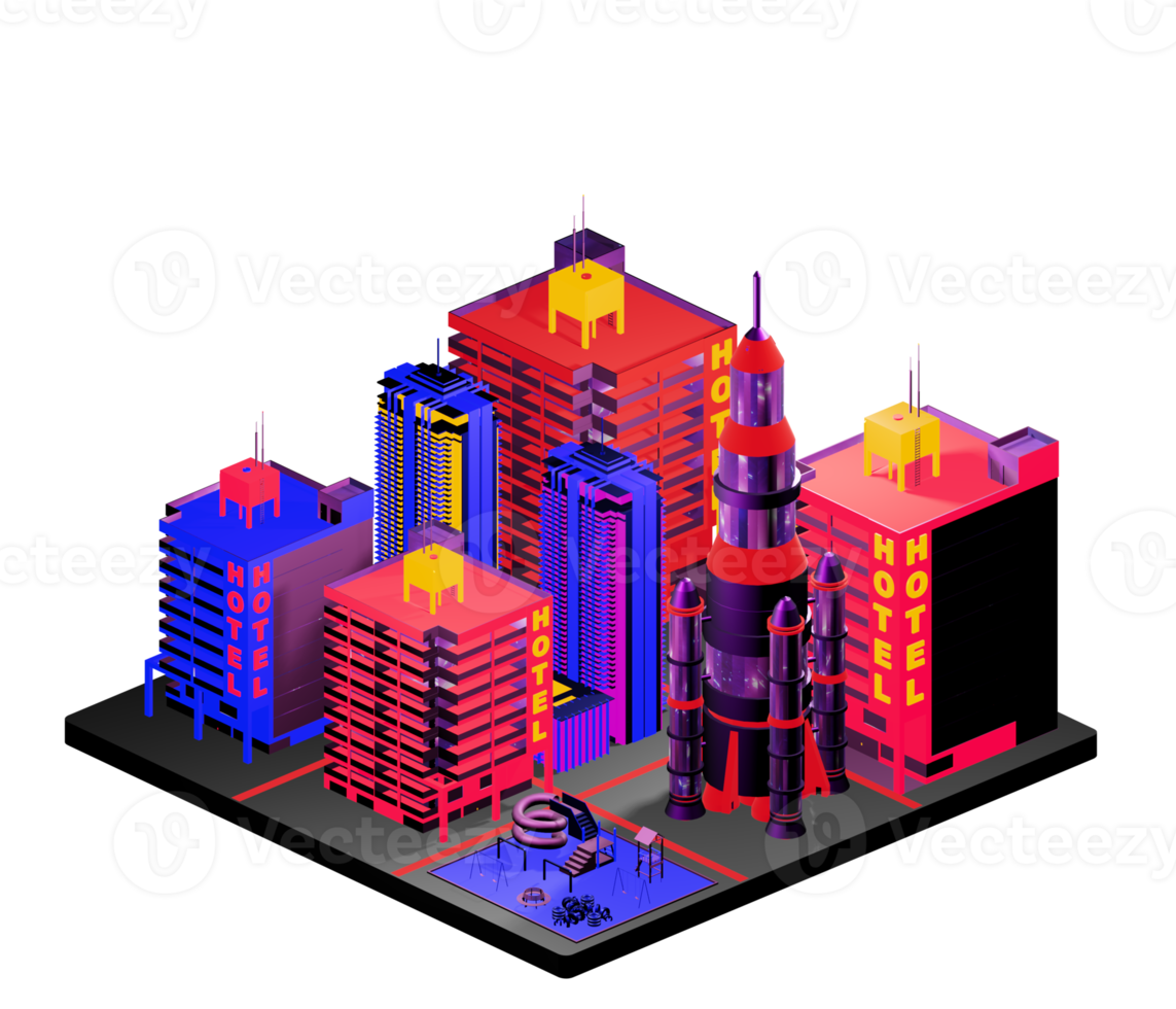 Isometric building arrangement png