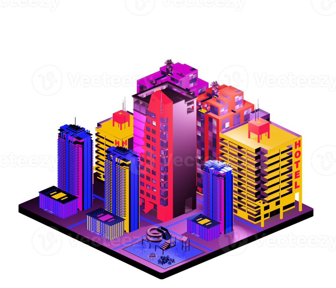 Isometric building arrangement png