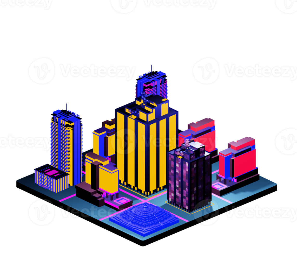 Retro isometric building png