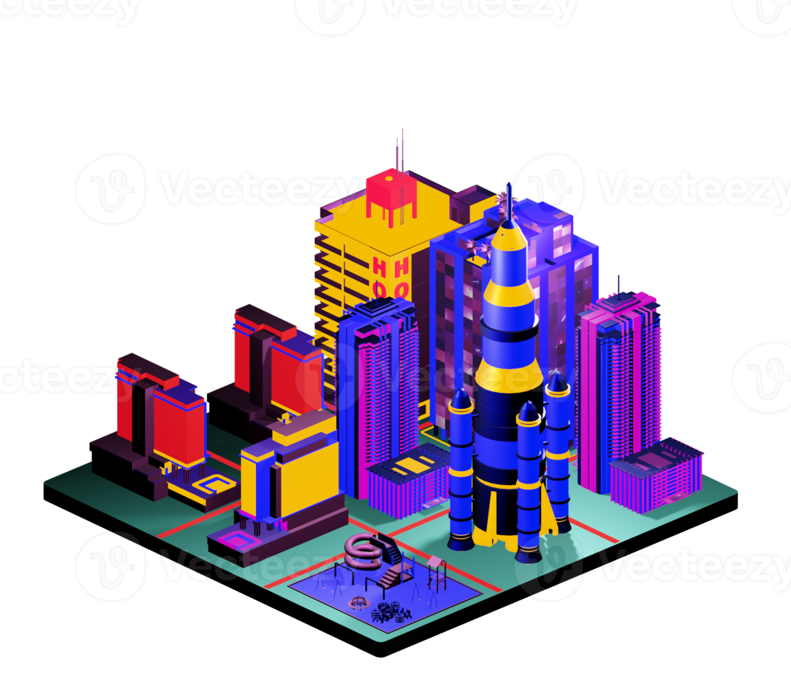 Isometric building arrangement png