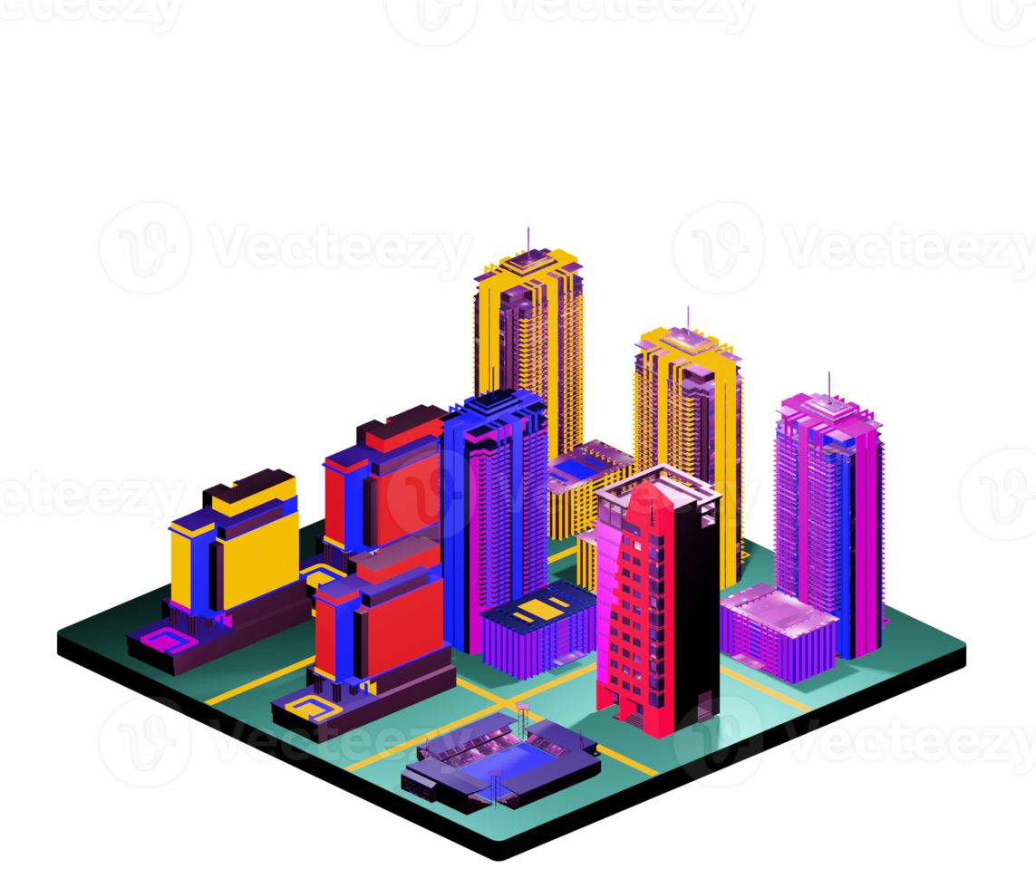 Isometric building arrangement png