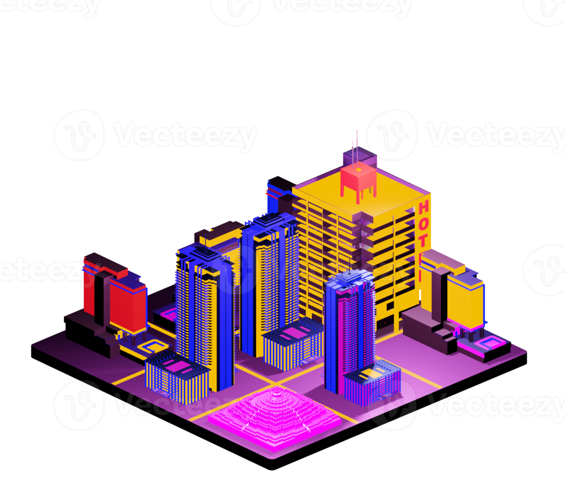 Isometric building arrangement png