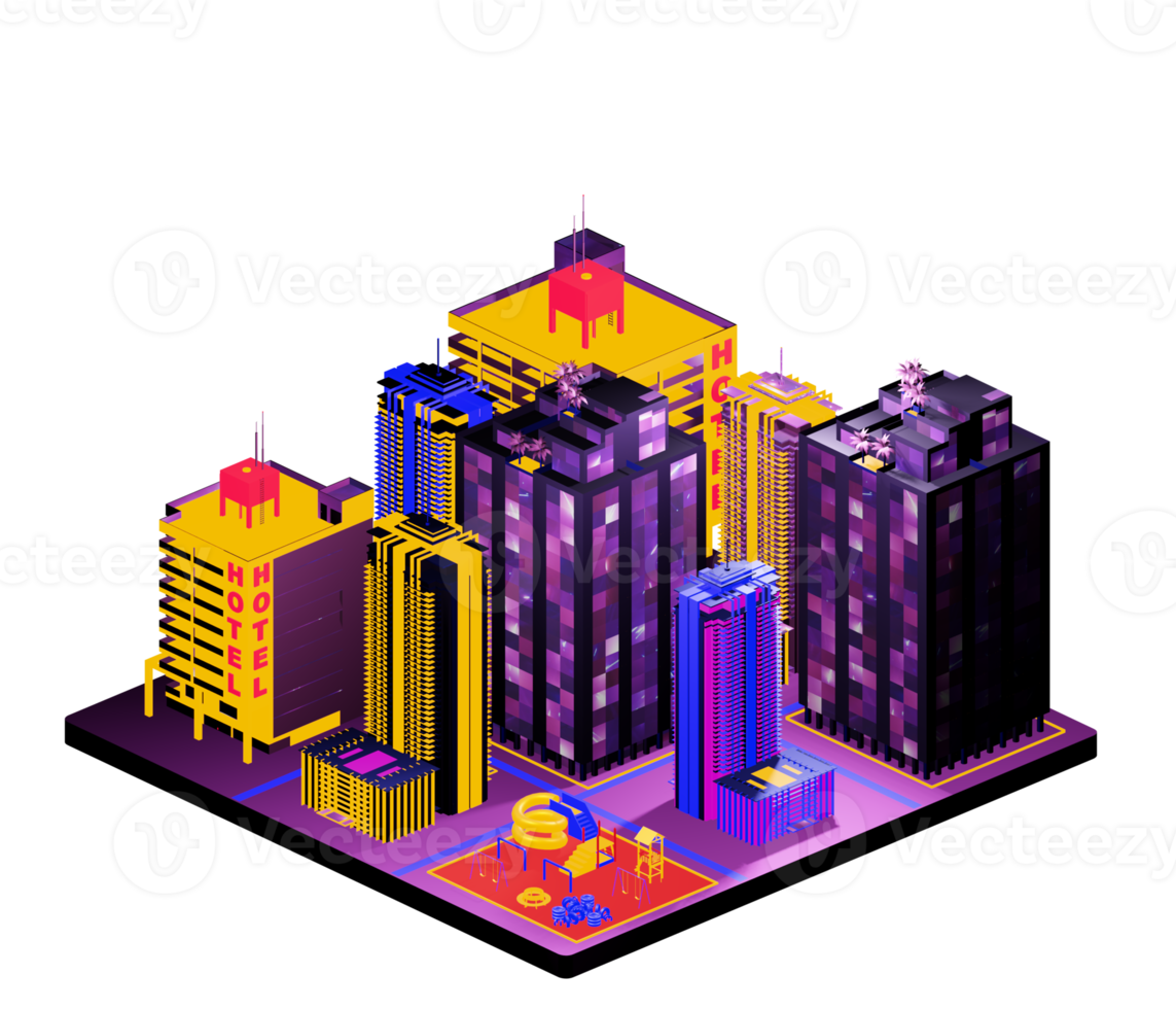 Isometric building in retro style png