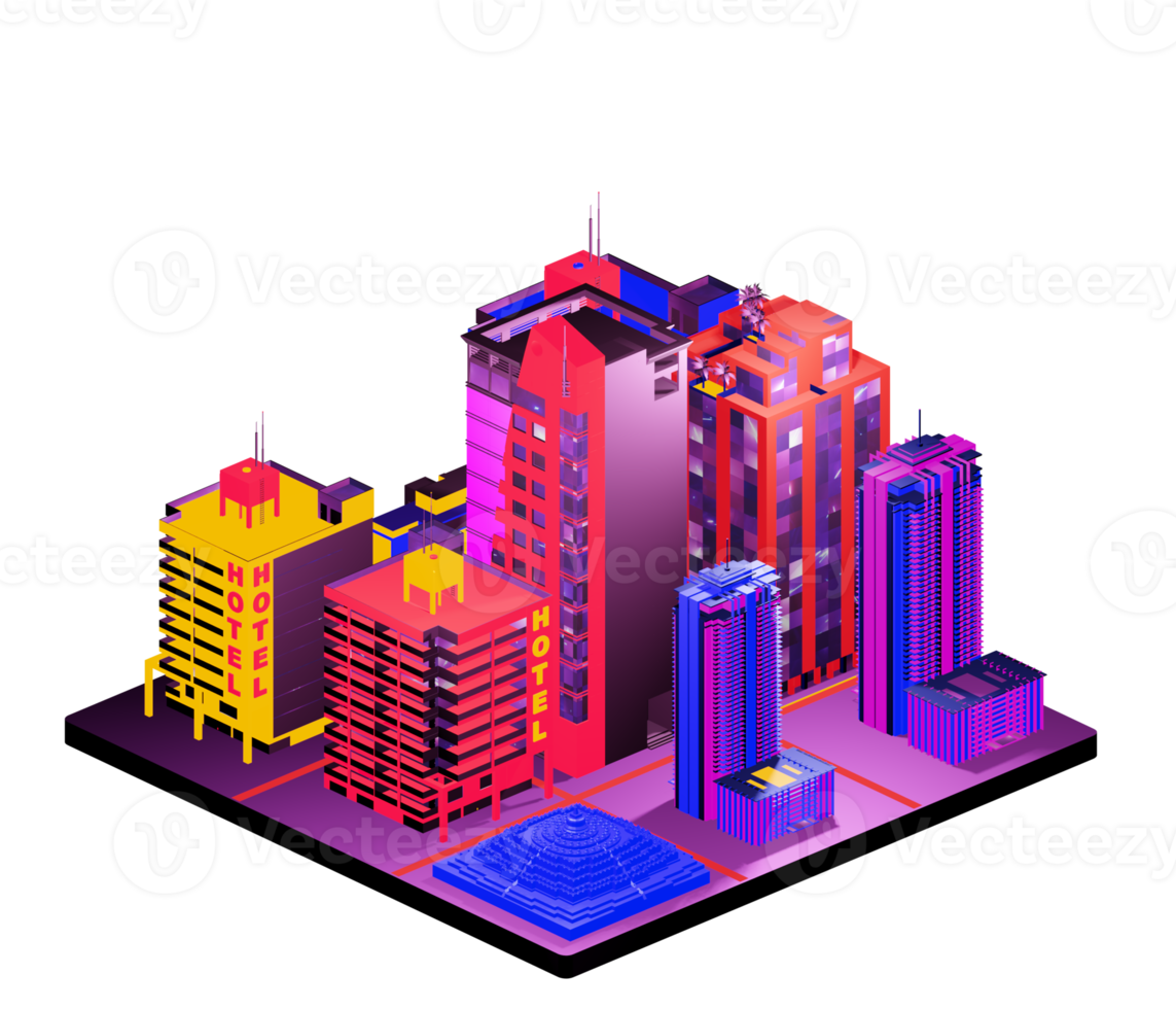 Retro isometric building png