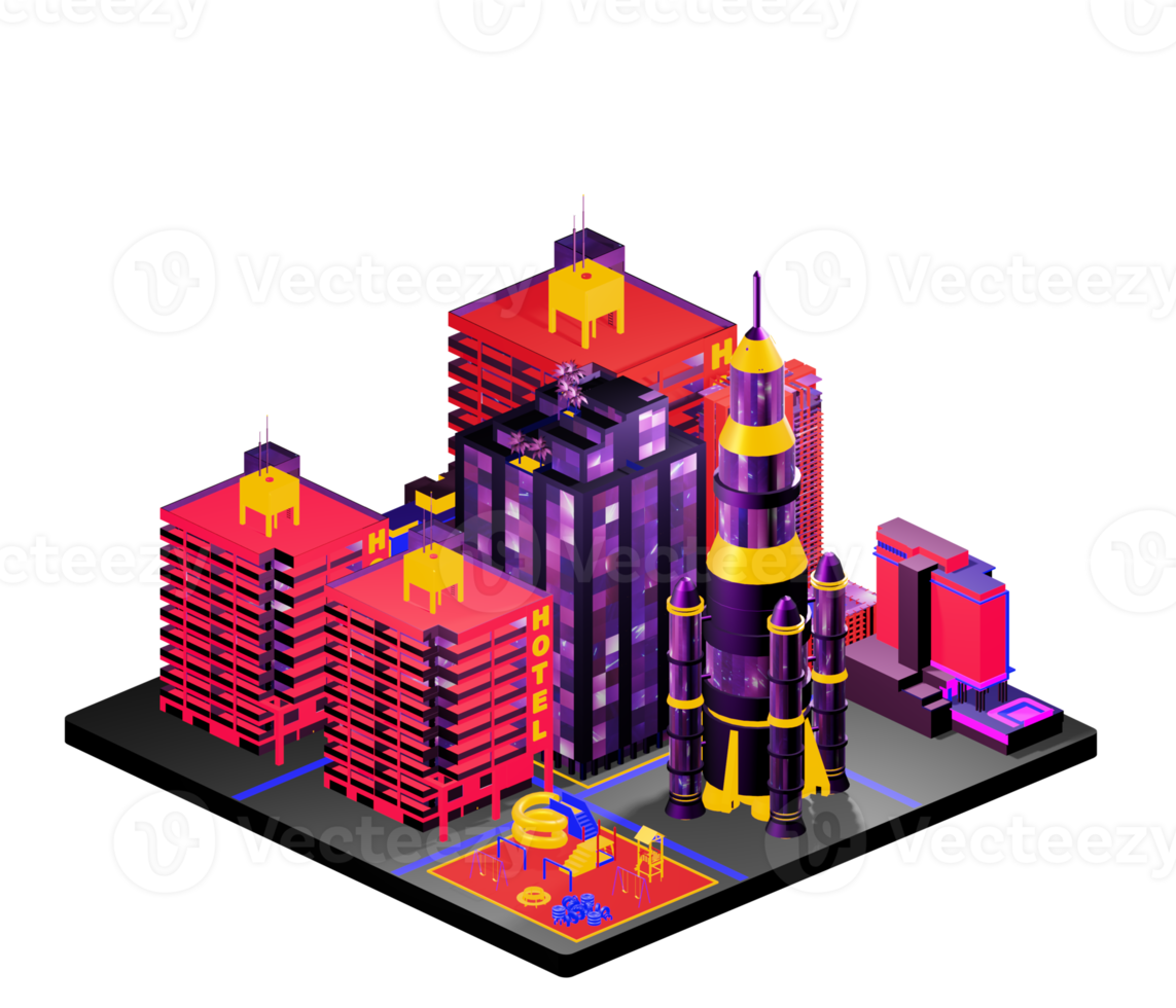 Isometric building arrangement png