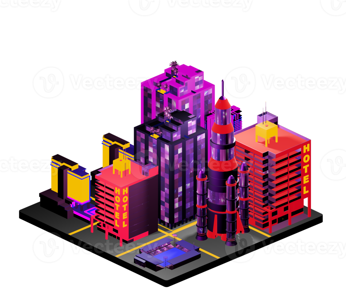 Isometric building in retro style png