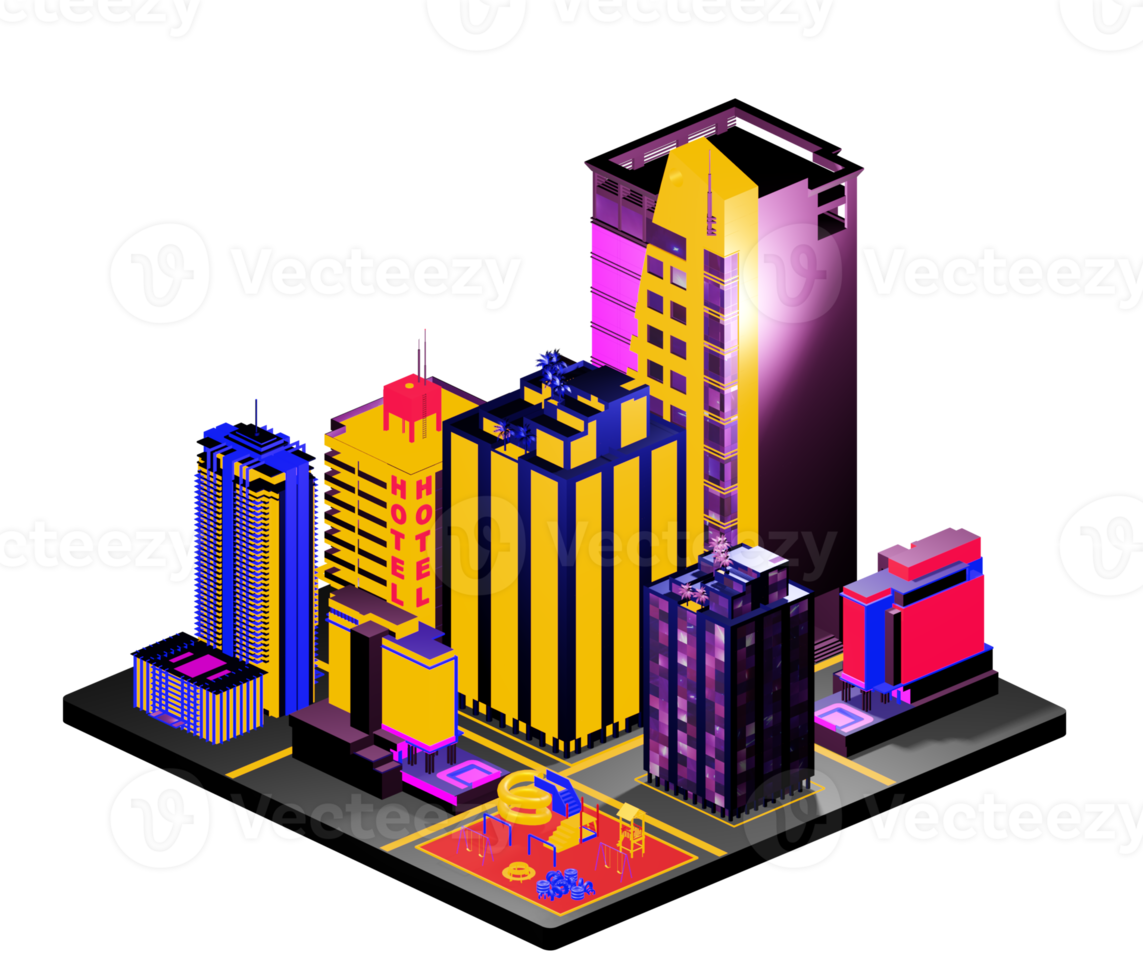 Isometric building arrangement png