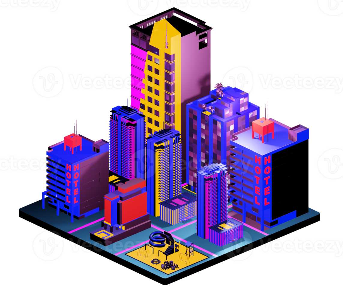 Isometric building in retro style png