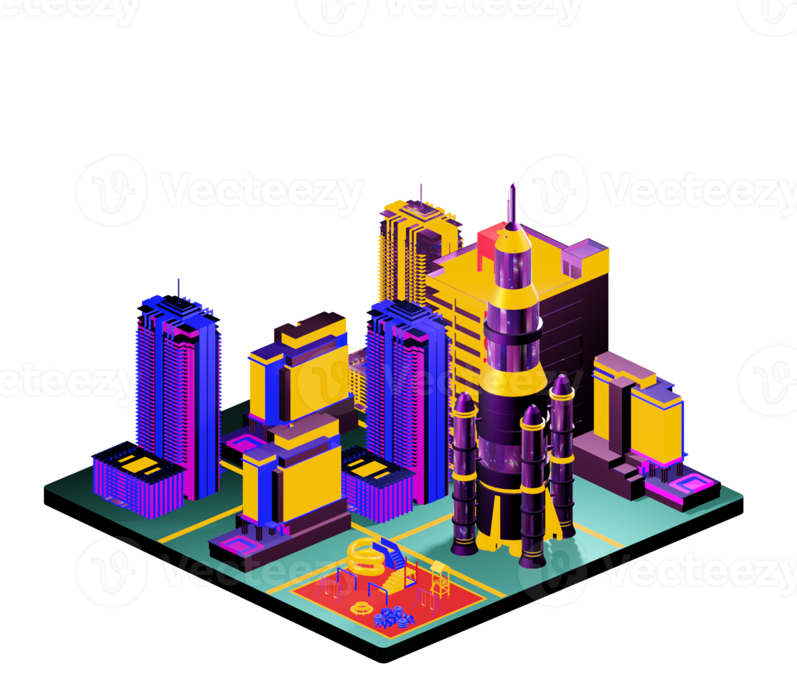 Isometric building arrangement png