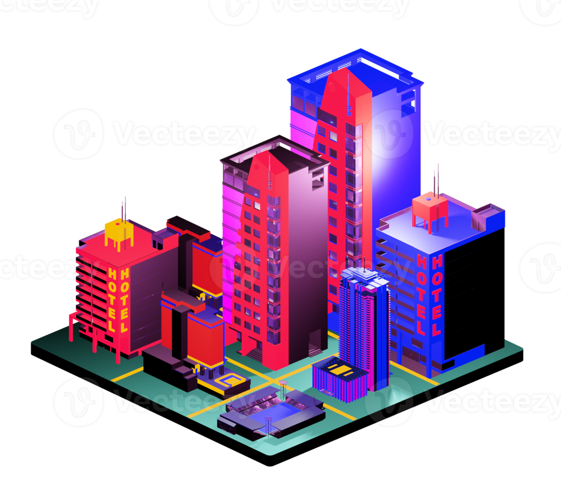 Retro isometric building png