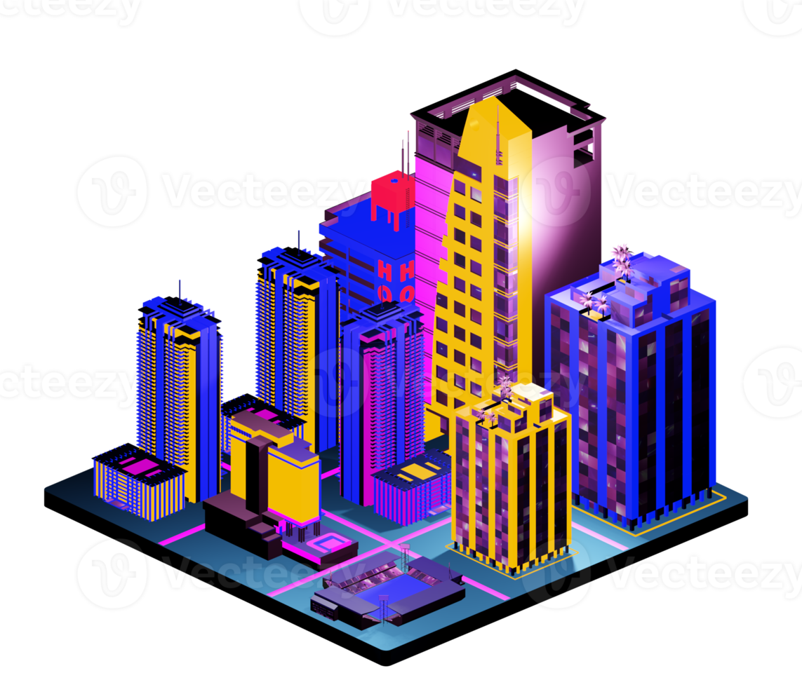 Isometric building arrangement png